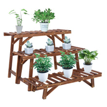 Load image into Gallery viewer, 3 Tier Freestanding Ladder Shelf Wood Plant Stand Indoor Outdoor Plant Display Rack Flower Pot Holder Planter Organizer