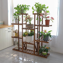 Load image into Gallery viewer, UNHO Multi-Tier Plant Stand, 46in Height Wood Flower Rack Holder 16 Potted Display Storage Shelves Indoor Outdoor for Patio Gard