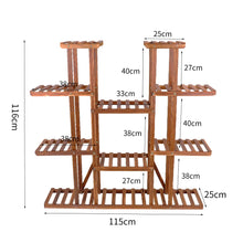Load image into Gallery viewer, UNHO Multi-Tier Plant Stand, 46in Height Wood Flower Rack Holder 16 Potted Display Storage Shelves Indoor Outdoor for Patio Gard
