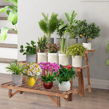 Load image into Gallery viewer, 3 Tier Freestanding Ladder Shelf Wood Plant Stand Indoor Outdoor Plant Display Rack Flower Pot Holder Planter Organizer