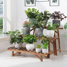 Load image into Gallery viewer, 3 Tier Freestanding Ladder Shelf Wood Plant Stand Indoor Outdoor Plant Display Rack Flower Pot Holder Planter Organizer