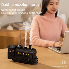 Load image into Gallery viewer, Train Shape Aromatherapy Diffuser Desktop Essential Oils Diffusor Smoke Ring Double Spray Ultrasonic Air Humidifier with LED Lamp