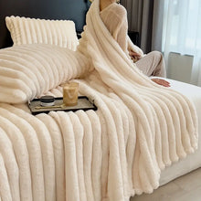 Load image into Gallery viewer, FAUX RABBIT FUR BLANKET - LUXURIOUS THROW BLANKET - SOFT PLUSH BLANKET - COZY THROW BLANKET - DECORATIVE BED BLANKET - COUCH THROW BLANKET - FAUX FUR THROW