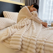 Load image into Gallery viewer, FAUX RABBIT FUR BLANKET - LUXURIOUS THROW BLANKET - SOFT PLUSH BLANKET - COZY THROW BLANKET - DECORATIVE BED BLANKET - COUCH THROW BLANKET - FAUX FUR THROW