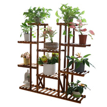 Load image into Gallery viewer, UNHO Multi-Tier Plant Stand, 46in Height Wood Flower Rack Holder 16 Potted Display Storage Shelves Indoor Outdoor for Patio Gard

