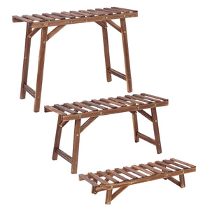 3 Tier Freestanding Ladder Shelf Wood Plant Stand Indoor Outdoor Plant Display Rack Flower Pot Holder Planter Organizer