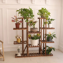 Load image into Gallery viewer, UNHO Multi-Tier Plant Stand, 46in Height Wood Flower Rack Holder 16 Potted Display Storage Shelves Indoor Outdoor for Patio Gard
